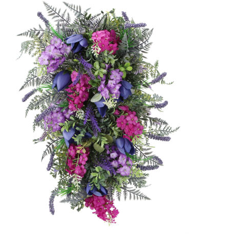 Swag Artificielle Fleurs Hortensia Porte Swag, Durable et Stable Fausse Couronne D'été pour La Maison De Mariage Partie Porche Décor (Z)