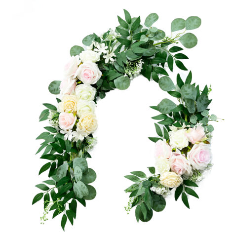 Swag de Fausses Fleurs, Arrangement Rustique et Authentique de Fleurs en Soie pour la Décoration de la Maison, de la Cuisine, de la Fête de Mariage (220223XY02-2)