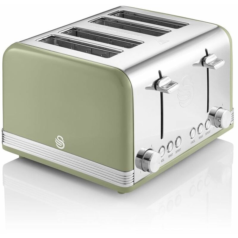 4 Slice Retro Green Toaster - Swan