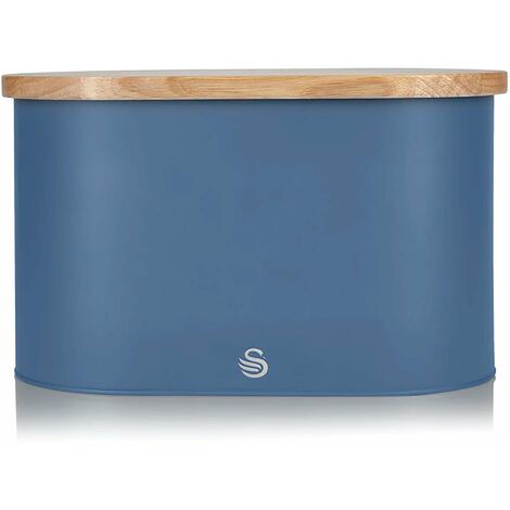 SWAN Nordic Nordic Boîte à Pain Planche à Découper en Bambou Couvercle Bread Bin Moderne Bleu - Bleu