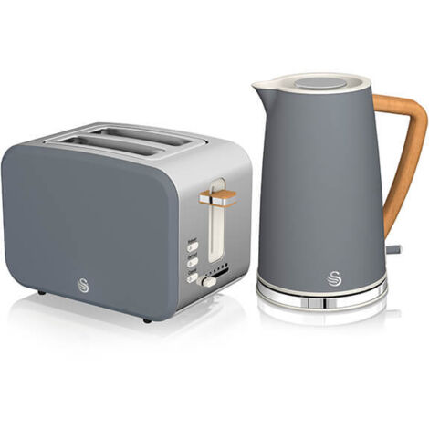 Swan Nordic Slate Grey 1.7 Litre Cordless Kettle and 2 Slice Toaster