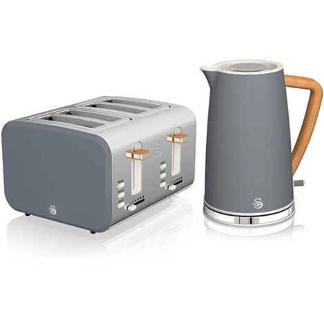 Swan Nordic Slate Grey 1.7 Litre Cordless Kettle and 4 Slice Toaster