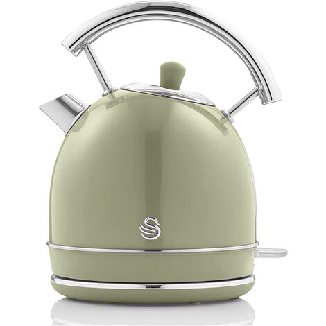 SWAN SK14630GNEU Retro Hervidor Agua Eléctrico, 1,8 L, Resistencia Oculta Acero Inoxidable, sin BPA, Inalámbrico 3000W Verde