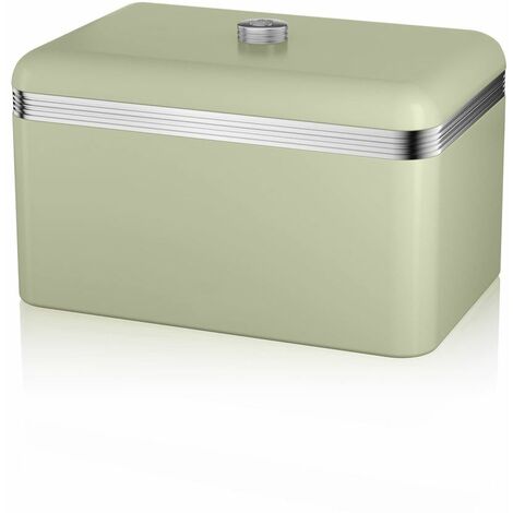 Swan SWKA1010GN Retro Bread Bin, Metal, Green, 18 Litre Storage Capacity, 23.60x35.20x22 cm