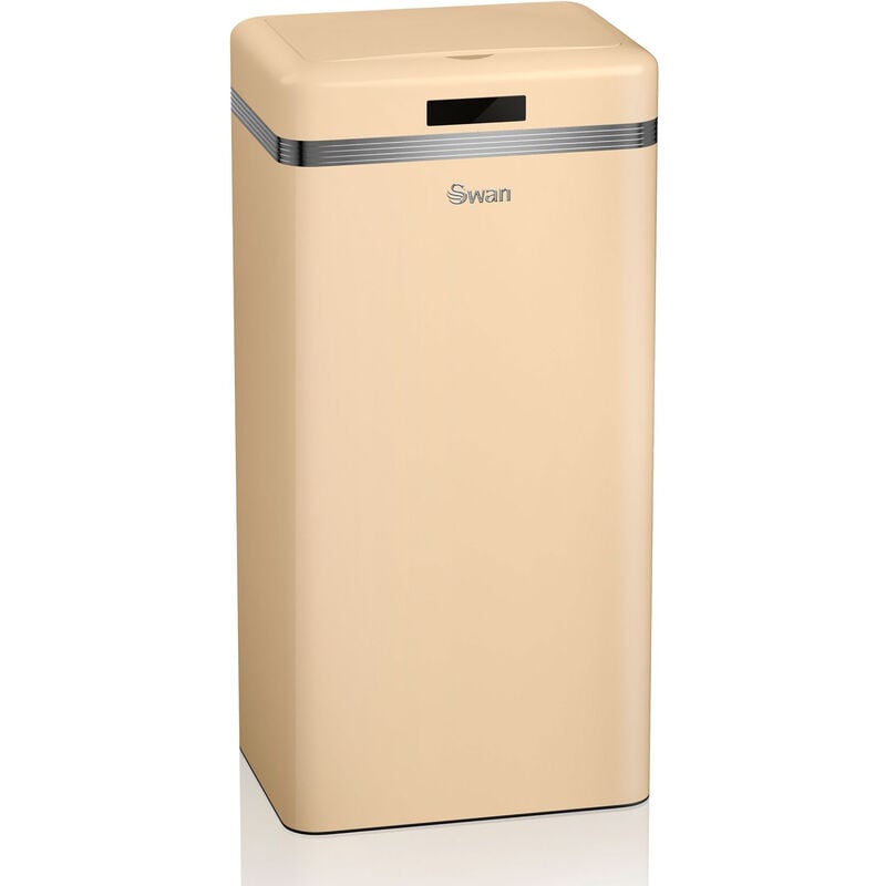 SWAN SWKA4500CN Retro Poubelle à Ouverture Automatique avec Capteur, Métal, 45 Litres, Vintage Crème