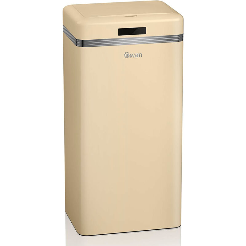 SWAN SWKA4500CNEU Retro Poubelle à Ouverture Automatique avec Capteur, Métal, 45 Litres, Vintage Crème