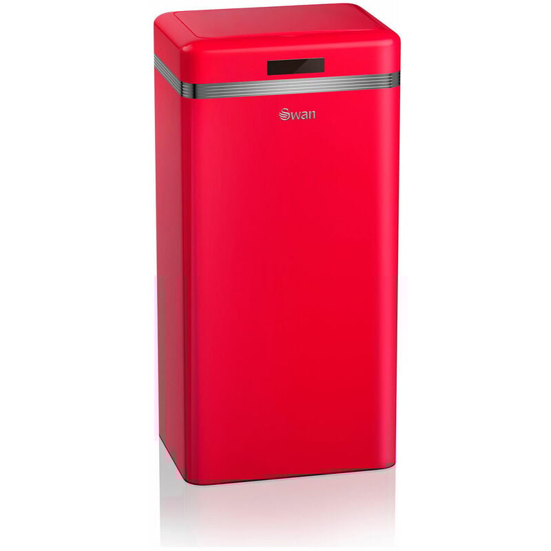 SWKA4500RN Retro Poubelle à Ouverture Automatique avec Capteur, Métal, 45 Litres, Vintage Rouge - Swan