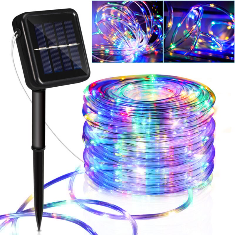 1 jeu de guirlandes lumineuses solaires 8 fonctions,200 led étanches,22 m(Multicolore) - Swanew