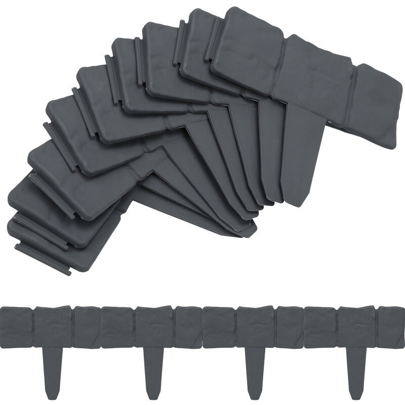Swanew - 10 pièces bordure de pelouse plastique 2,5 m aspect pierre bordure de jardin, bord de tonte bordure de lit palissade , anthracite