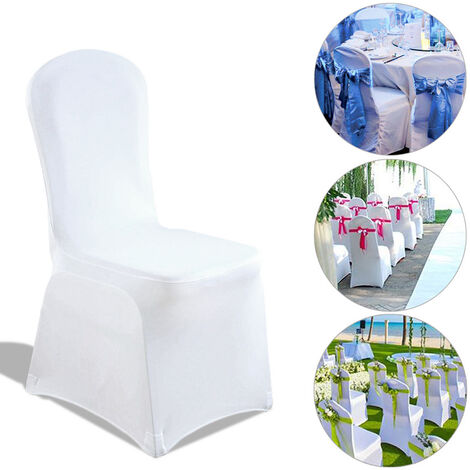 SWANEW Stuhlhusse Bankett Stuhlhusse Stretch Stuhlbezug Weiß Stuhlbezüge 100 Stück - Weiß
