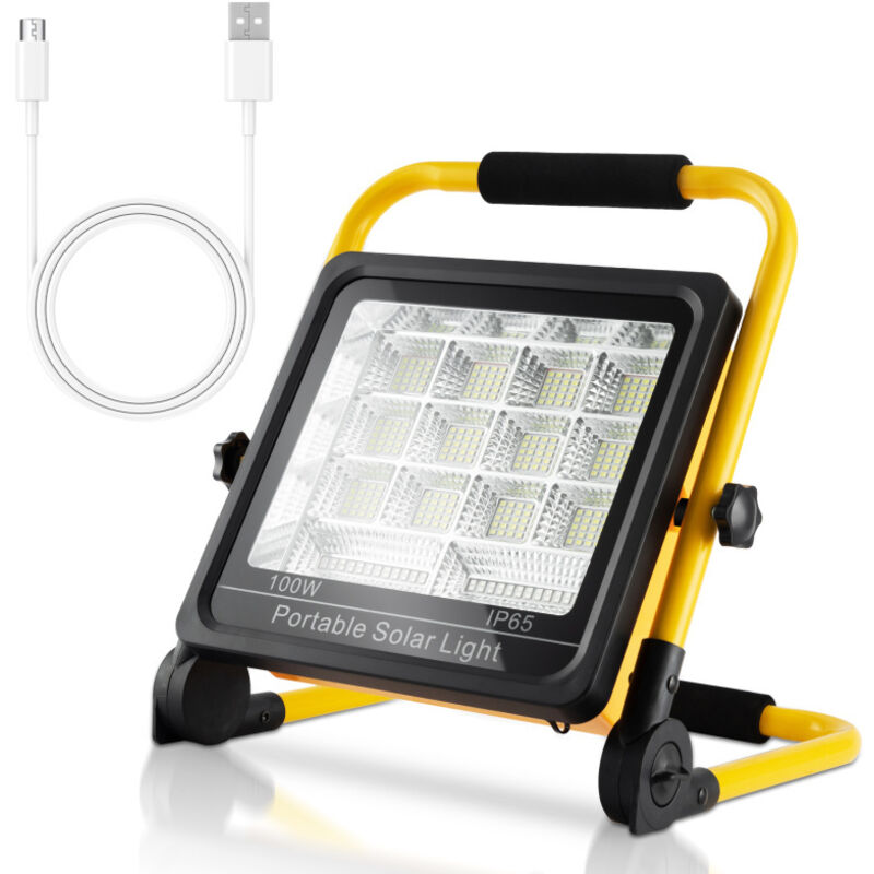 Swanew - 100W Projecteur de chantier led rechargeable Camping extérieur 4 modes Lampe d'atelier solaire