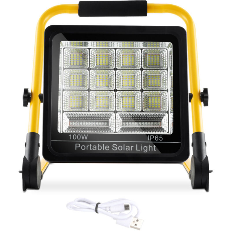 Swanew - 100W Projecteur led Rechargeable Éclairage Projecteur de chantier IP65 Projecteur solaire rechargeable