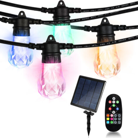 SWANEW 10M 15 LED Stringa di illuminazione solare per interni ed esterni IP44 Giardino Bianco caldo + 6 colori