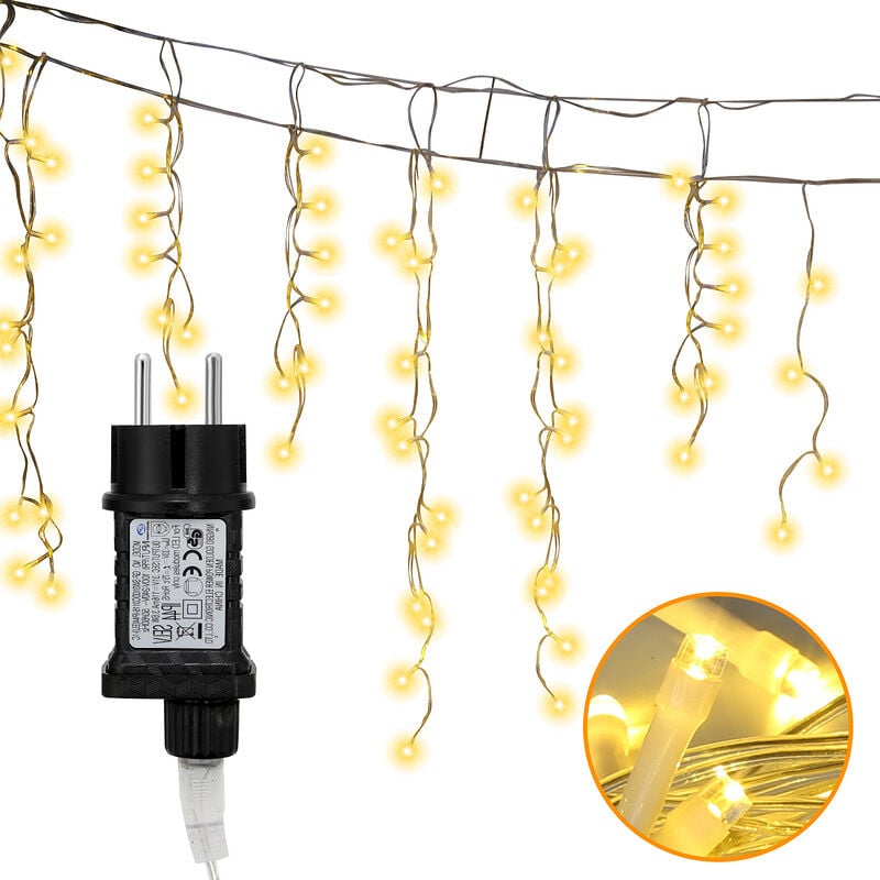 10m 200 LED Eisregen Eiszapfen Weihnachts Garten Lichtervorhang Lichterkette,Warmweiß – Warmweiß – Swanew | 00962061973313