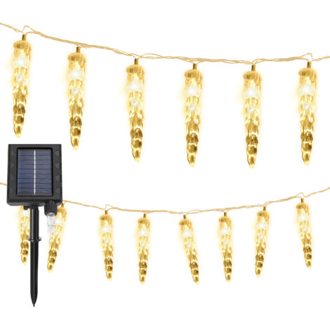 SWANEW 10M 80 LED Solar Icicles String of Lights Outdoor Indoor Garden Illuminazione 8 modalità IP44 per Natale, compleanni, matrimoni, fiere Bianco Caldo