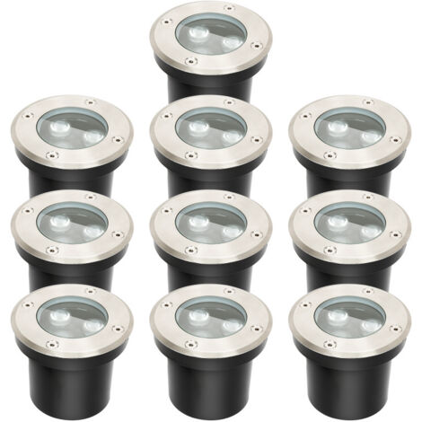 SWANEW 10x 3W Faretto da terra IP65 Faretto da incasso a pavimento con luce a LED Faretto da pavimento a terra