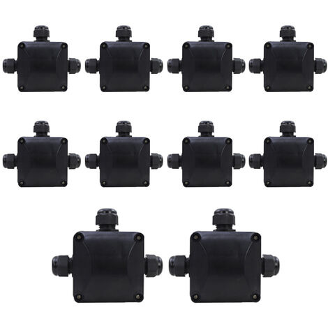 SWANEW 10x Boîte de jonction Etanche IP68 3xPG11 Protection anti-corrosion UV Noir - Noir
