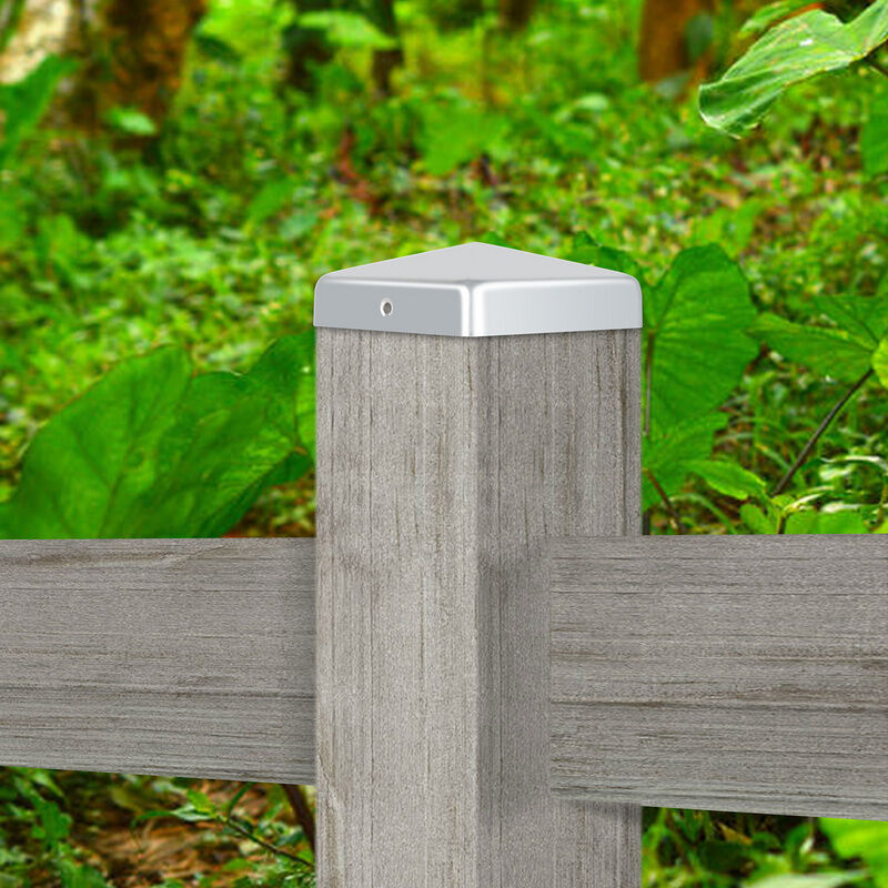 10x Chapeau de poteau Pyramides Capuchons Chapeau de clôture Robuste Argent 71mm - Swanew