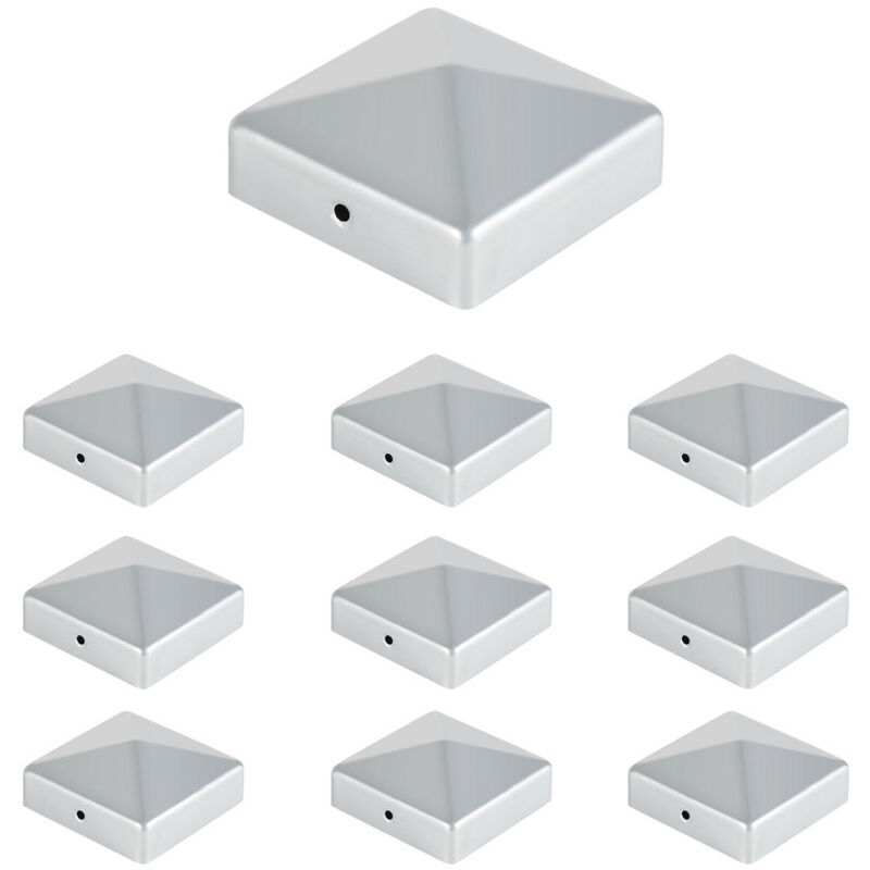 10x Capuchon de poteau Capuchon de poteau de clôture Capuchon de poteau de clôture Argent 91mm - Swanew