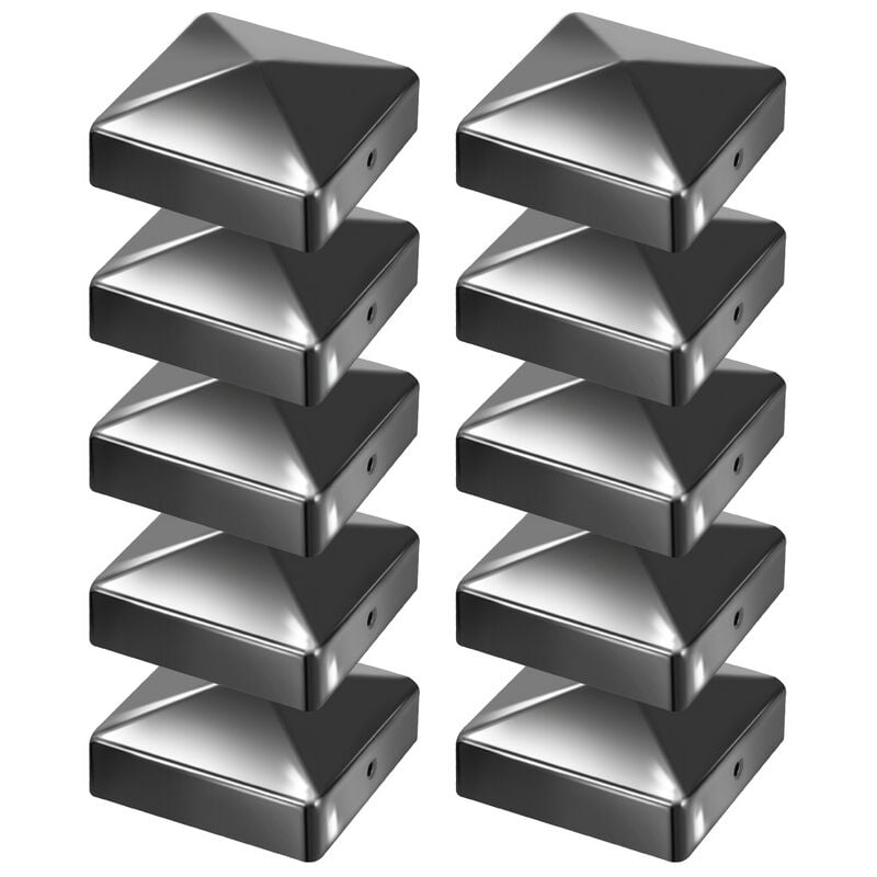 Swanew - 10x Chapeau de poteau Pyramides Capuchons Chapeau de clôture Robuste Noir 91mm - Noir