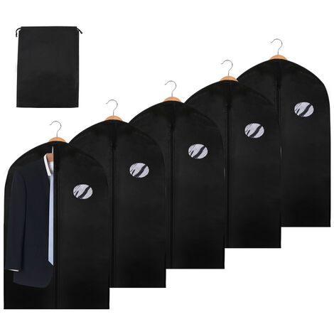 SWANEW 10x sac à vêtements noir housse de protection sac de voyage avec sac à chaussures 12860CM - Noir