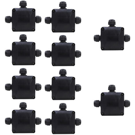 SWANEW 10x Scatola di giunzione stagna IP68 3xPG11 Protezione anticorrosione UV Nero