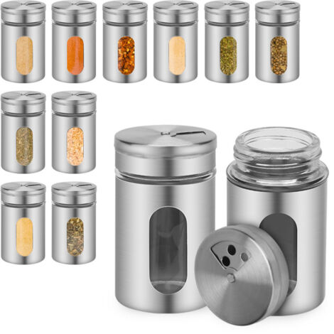 SWANEW 12 pezzi di bottiglia di spezie in acciaio inox bottiglia di spezie shaker con coperchio girevole