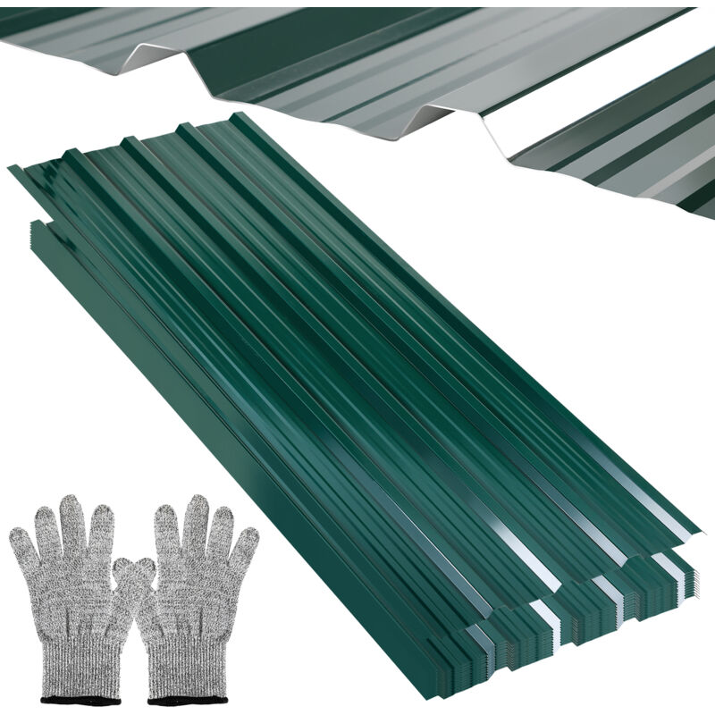 12/24/36x Panneaux de toiture 129x46cm Vert couverture métallique - 36pcs = 21㎡ - Swanew