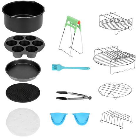 SWANEW 12pcs Accessori per friggitrice ad aria calda Stampi Grill carte Forno a convezione torta Friggitrice Friggitrice profonda Silicone Food Clip8''