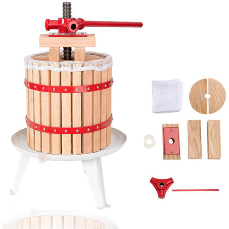 SWANEW 18L Presse à fruits incl. torchon pour pressoir vin fruit chêne cidre de pommes