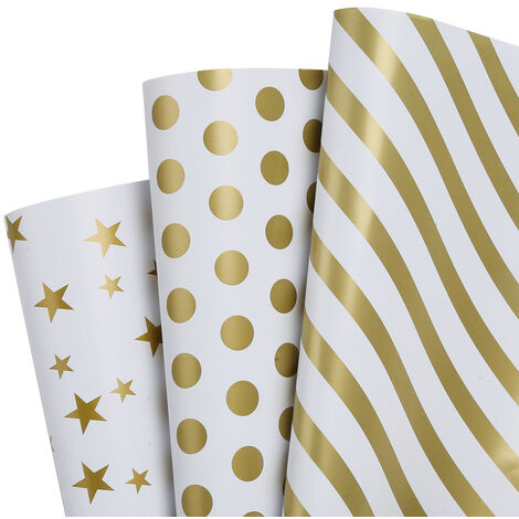SWANEW 18x papier d'emballage Nouvel An Papier de Noël Feuille de fleur de Noël 7050 cm - Blanc