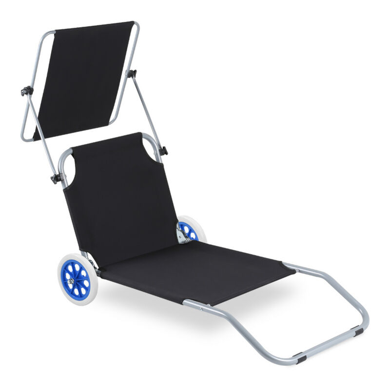 Swanew - 1pcs Chaise longue de jardin, Chaise de plage, Chaise longue pliablejusqu'à 100 kg-150x60x27cm-Noir - Noir