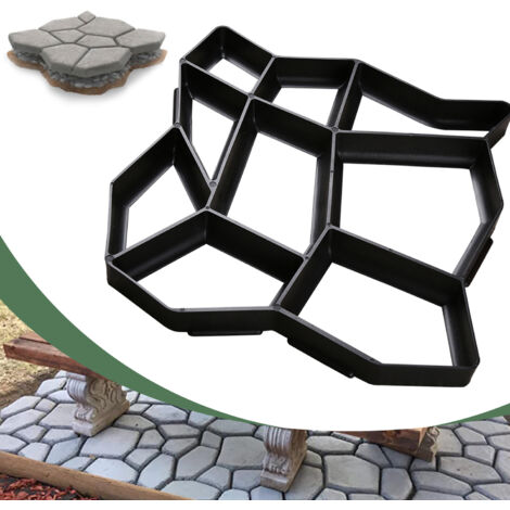 SWANEW 1x giardino pavimentazione stampo nero plastica cemento stampo fai da te riutilizzabile