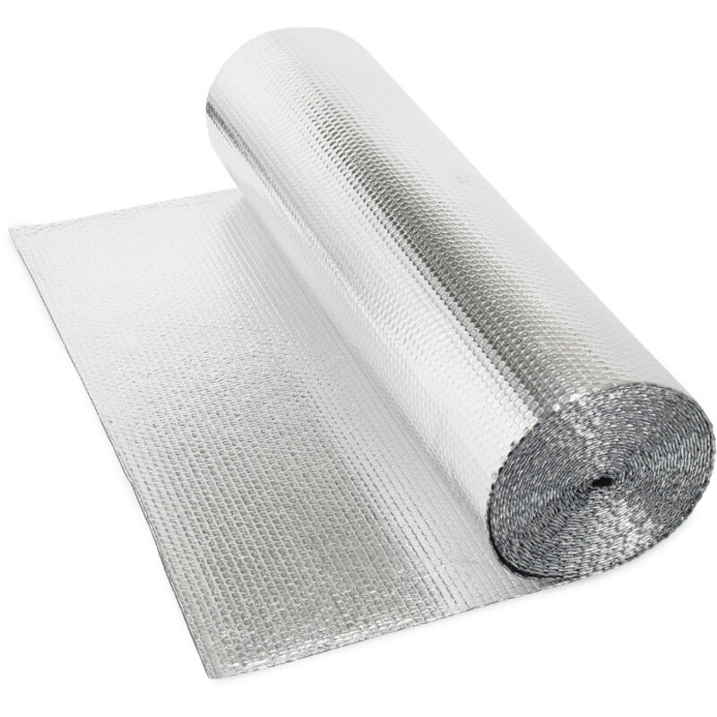 Swanew - 1x10m Film Isolant pour Mur, Sol Film d'isolation Double feuille à bulles d'aluminium Isolant Thermique