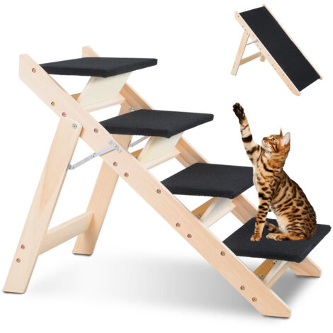 SWANEW 2 in 1 Scaletta per cani Rampa di legno pieghevole per cani Aiuto per l'accesso al letto Divano Auto Antiscivolo Fino a 80kg
