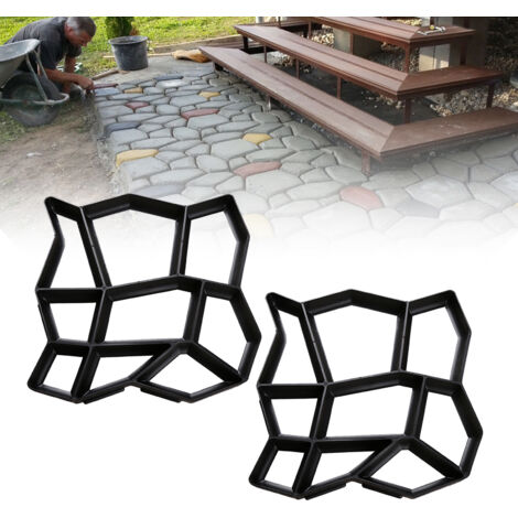 SWANEW 2 pezzi Stampi per cemento 43x43x4cm, lastre di pavimentazione, fattoria, giardino, giardino, decorazione del giardino, sentiero, fai da te, pavimentazione, riutilizzabile, colata, imitazione d