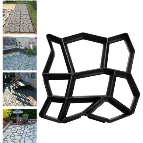 SWANEW 2 pezzo stampo di pavimentazione fai da te stampo in calcestruzzo nero 43x43x4cm stampo cassaforma plastica irregolare pavimentazione in calcestruzzo stampo di colata per pavimentazione pietre