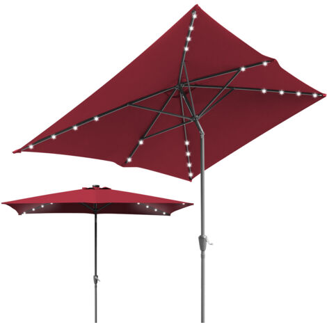 SWANEW 200 x 300 cm ombrellone da giardino ombrellone pieghevole da mercato ombrellone a manovella con meccanismo a manovella ferro,Rosso