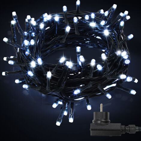 SWANEW 20M 200 Luci a stringa per albero di Natale Catena luminosa a LED filo di rame Bianco freddo verde scuro con 8 led di programma per interno ed esterno IP44