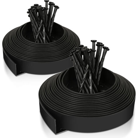 SWANEW 20m Bordi in plastica per prato, bordi flessibili per giardino Bordi decorativi per prato con 60 picchetti di ancoraggio