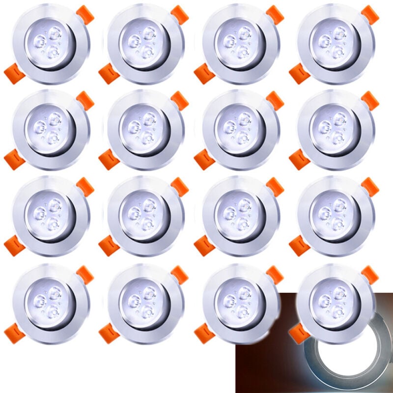 20X led Spot Spot encastré Set Spot encastré pour plafond IP44 3W a++ 230 v Blanc froid ce&rohs avec transformateur - Swanew