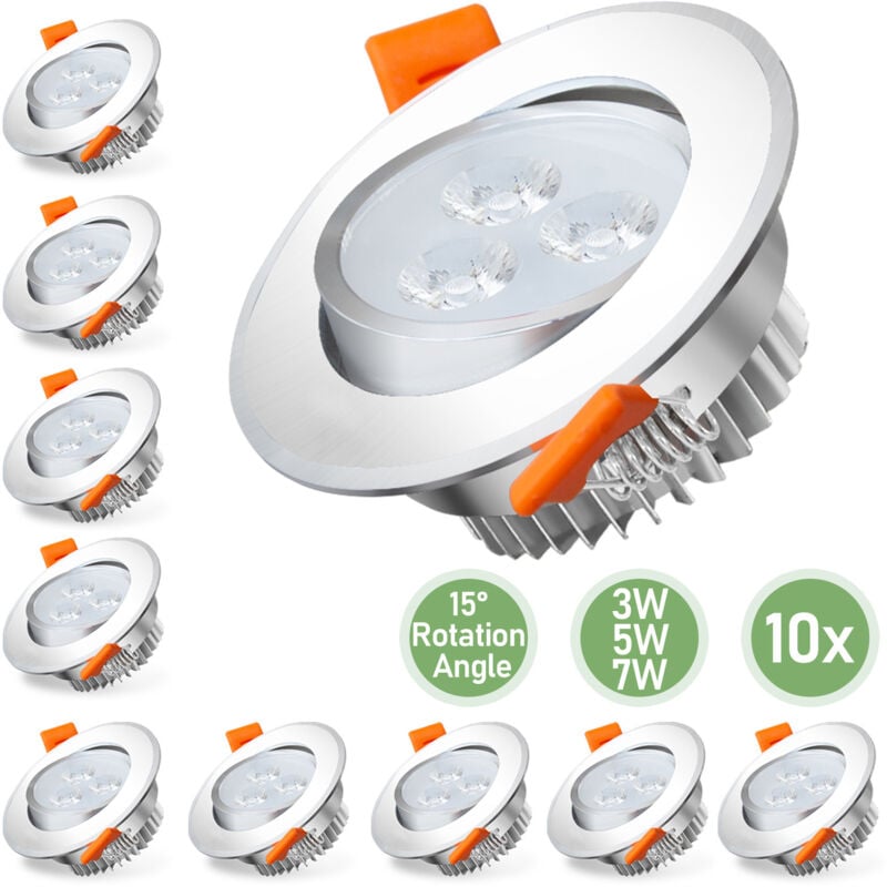 Swanew - Lot de 10 spots à encastrer 3W Blanc chaud led spots orientables éclairage plafond