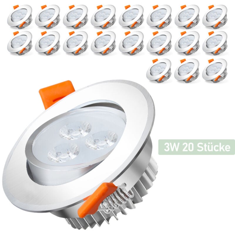 20X led Spot Spot encastré Set Spot encastré pour plafond IP44 3W a++ 230 v Blanc chaud ce&rohs avec transformateur - Swanew