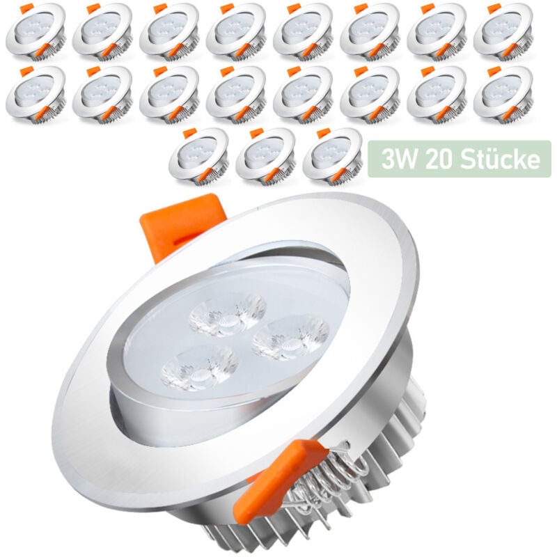 20X led Spot Spot encastré Set Spot encastré pour plafond IP44 3W a++ 230 v Blanc froid ce&rohs avec transformateur - Swanew