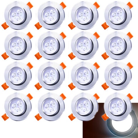 SWANEW 20X LED Spot Spot encastré Set Spot encastré pour plafond IP44 3W A++ 230 V Blanc froid CE&ROHS avec transformateur