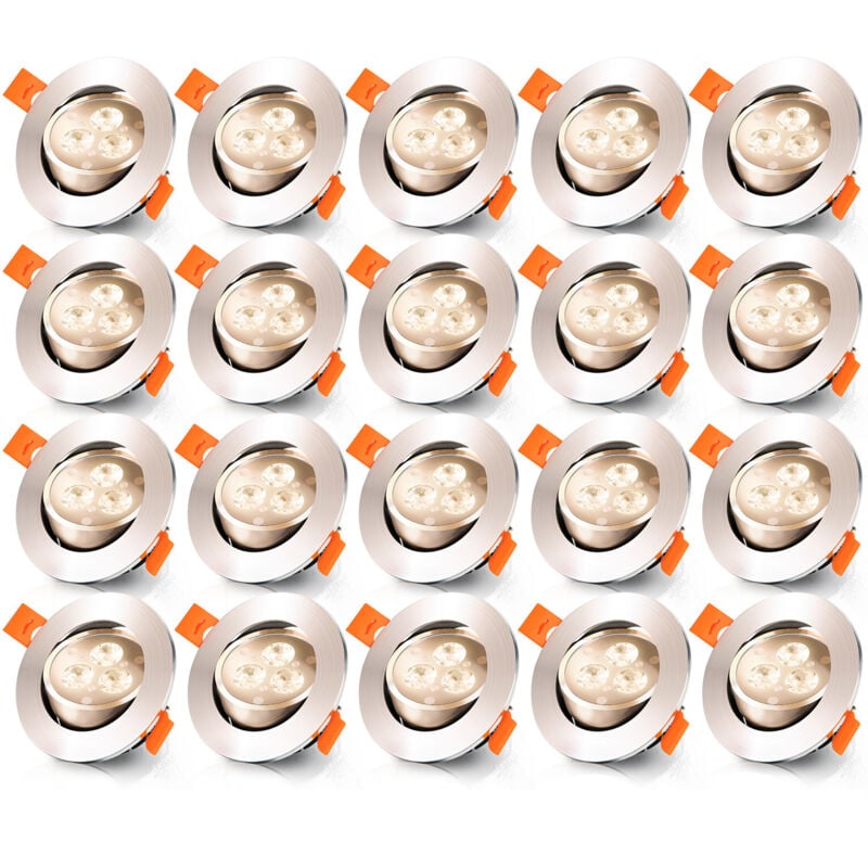 20x Spots led encastrables orientables, 3W, Blanc Froid,Spots led à encastrer, Plafonnier spot - Swanew