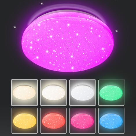 SWANEW 24W LED Deckenleuchte mit Sternenhimmel-Effekt, Vintage-Badezimmerlampe, Fernbedienung und RGB-Beleuchtung