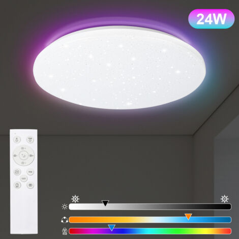SWANEW 24W LED Deckenleuchte mit Sternenhimmel-Effekt, Wandbeleuchtung, Fernbedienung und RGB-Farbwechsel für das Wohnzimmer