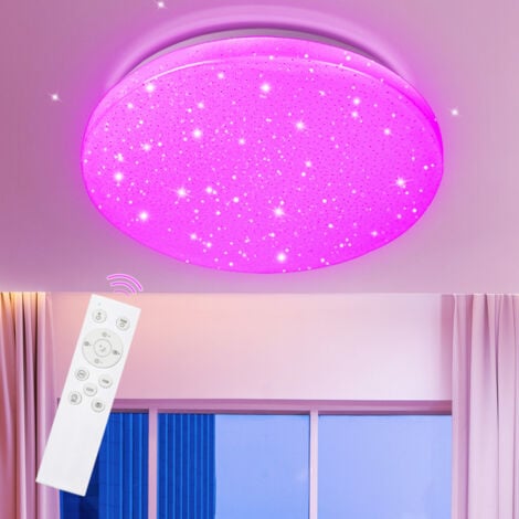 SWANEW 24W LED Deckenleuchte mit Sternenhimmel-Effekt, Wannenleuchte, Innenlampen, Fernbedienung und RGB-Farbwechsel