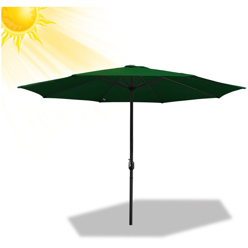 Swanew - Parasol Ø270CM - Hauteur et Angle Réglables - Système de Manivelle, Vert, Parapluie hawaïen, Parapluie d'extérieur - vert
